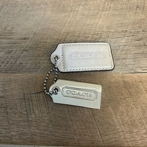 COACH Beige Leather And Silver Tone Replacement Purse Handbag Hang Tag Charm